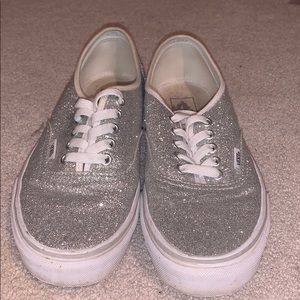 Sparkly Silver Vans tennis shoes - size 9.5